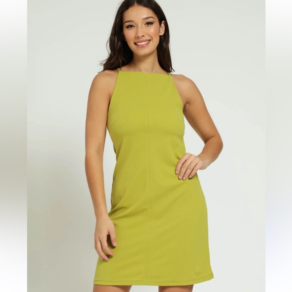 J's exte Ittierre Made in Italy Vibrant Lime Sleeveless Mini Dress sz 40